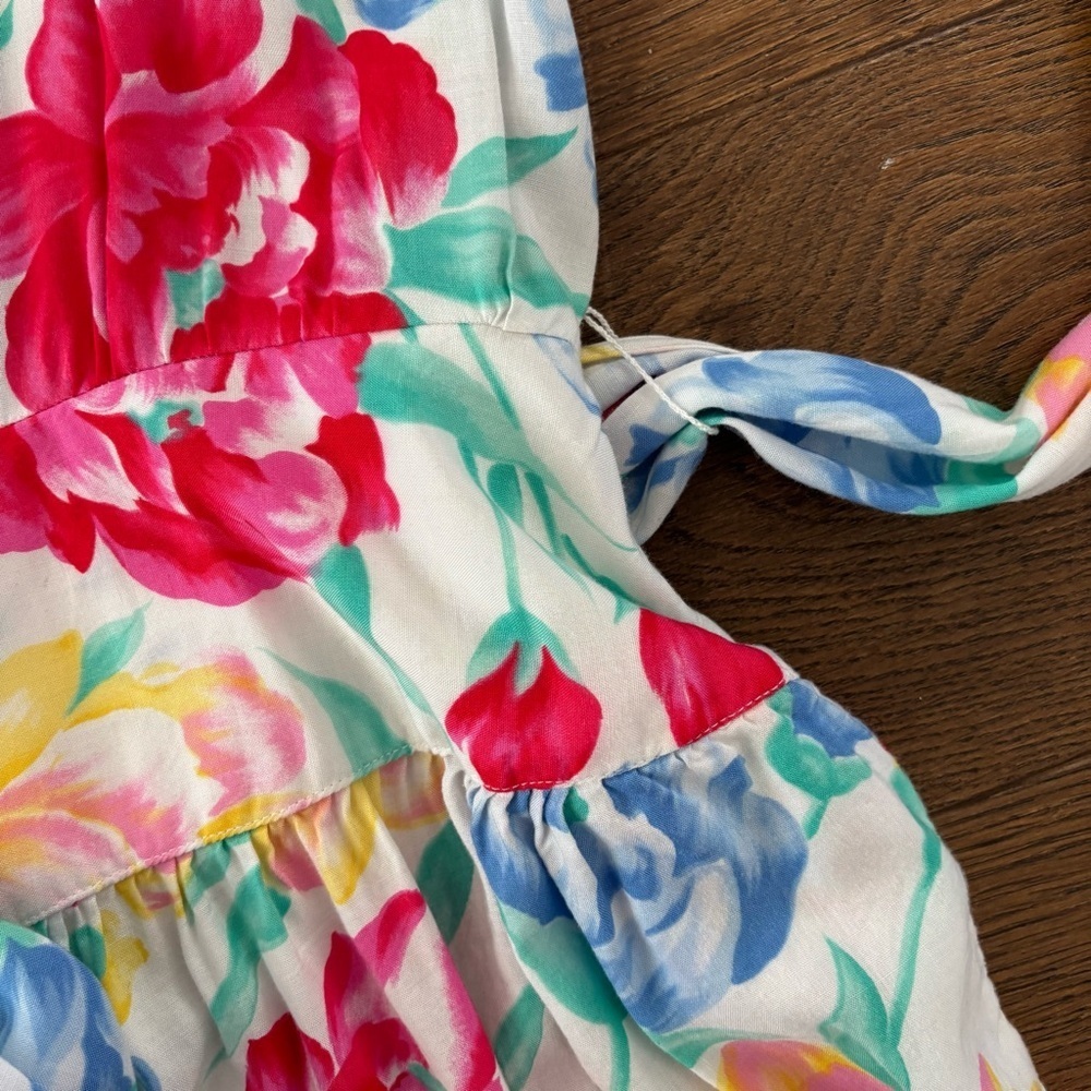 Vintage Floral Tie Waist Scoop Neck Midi Sundress - Picture 14 of 16
